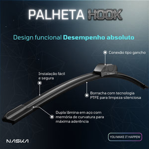 Par Palheta Limpador Para-Brisa Naska Hook Gancho Cobalt 2011 a 2020