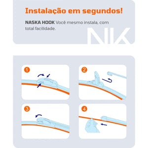 Par Palheta Limpador Para-Brisa Naska Hook Gancho Peugeot 206 1999 a 2010