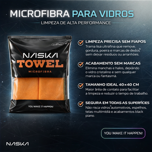 Kit 2 Microfibras Pano NASKA Premium para Vidros 300GSM