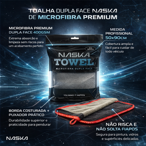 Toalha Dupla Face Microfibra Premium NASKA 400GSM 50x90cm